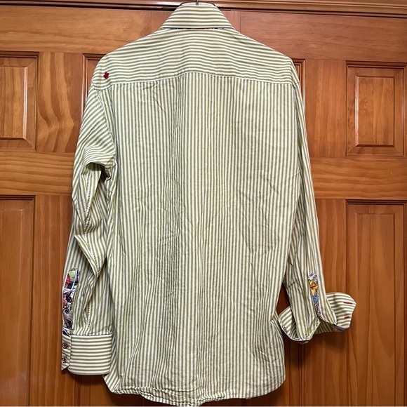 Jared Lang Green Striped Blouse Size Large - Picture 8 of 11